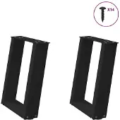 vidaXL Couchtischbeine U-Form 2 Stk. Schwarz 38x(42-43) cm Stahl