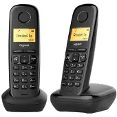 Gigaset A270 Duo, DECT-Telefon, Kabelloses Mobilteil, Freisprecheinrichtung, 80 Eintragungen, Anrufer-Identifikation, Schwarz