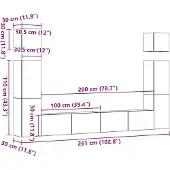 vidaXL 6-tlg. TV-Schrank-Set Wandmontage Artisan-Eiche Holzwerkstoff