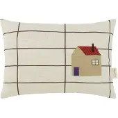 Nobodinoz Dekokissen Vibes Rect. Cushion Linen S Black Grid Home (33 x 23 cm)