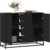 vidaXL Sideboard Schwarz 92x35x76 cm Holzwerkstoff