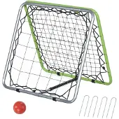 HOMCOM Fußball Rebounder Kickback Tor Rückprallwand Netz für Baseball Basketball beidseitiger Rückprall Verstellbar in 5 Stufen Metall Grün+Schwarz