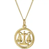 Trendor 41980-10 Halskette mit Waage Sternzeichen-Anhänger 333 Gold Ø 16 mm