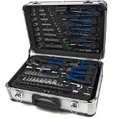 Scheppach TB150 Aluminium Werkzeugkoffer gefüllt 101-tlg Werkzeug Set | Schraubenschlüssel, Hammer, Zange, Schraubendreher | für Werkstatt & Haushalt