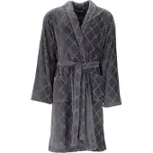 Vossen Herrenbademantel "Barron, ideal für Sauna & Spa, Hotelbademantel, Morgenmantel" Gr. XXL, grau (graphit), L:120cm, Webvelours, Hausmäntel, Herrenbademantel, mit Schalkragen, Rautendesign