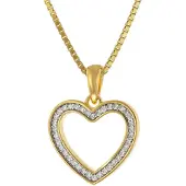 Trendor 41210 Damen-Halskette Herz-Anhänger mit Zirkonia 15 mm Gold auf Silber