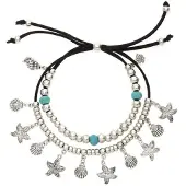 LASCANA Fußkette mit Anhänger 'in Layer Look' mehrfarbig Gr. für Damen