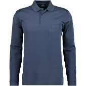 Ragman Poloshirt "Poloshirt Soft Knit Polo Knopf Langarm", Herren, Gr. XXL, blau, Obermaterial: 70% Baumwolle CO. 30% Polyester PES., Shirts Poloshirt