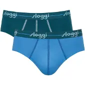 Sloggi Slip "Slip Start midi C2P box 2er Pack", Herren, Gr. M, blau, Obermaterial: 96% Baumwolle CO. 4% Elasthan EL., Unterhosen Slip