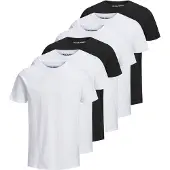 Jack & Jones T-Shirt "T-Shirt JJEORGANIC BASIC TEE O-NECK 3PK 6er Pack", Herren, Gr. L, weiß (weiß, schwarz), Obermaterial: 100% Baumwolle CO(Bio)., Shirts T-Shirt