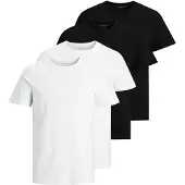 Jack & Jones JACK&JONES Herren T-Shirt, 4er Pack - JACBASIC CREW NECK TEE, Kurzarm, einfarbig, Baumwolle