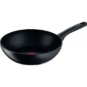 Tefal Black Stone Wokpfanne 28 cm, Induktion, Kratzfeste Antihaftbeschichtung, Thermo-Signal