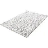 Kleine wolke Badematte "Switch", fußbodenheizungsgeeignet-beidseitig nutzbar, Badteppich, handgefertigt, Wendedesign, geometrisches Muster