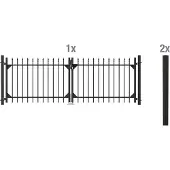 Alberts Zaundoppeltür "Chaussee" Breite: 300 cm, Höhe: 100 und 120 cm