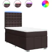 vidaXL Boxspringbett mit Matratze Dunkelbraun 90x200 cm Stoff