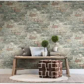 RoomMates RMK11080WP Tapete Brick Alley , abziehbar und aufklebbar, 63,2 x 49,9 m, Blaugr n