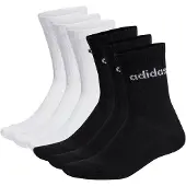 Adidas Unisex Socken, 6er Pack - Linear Crew Cushioned, Logo, gepolstert, einfarbig