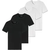 Schiesser T-Shirt "T-Shirt 2PACK T-shirt 4er Pack", Herren, Gr. L, schwarz (schwarz, weiß), Obermaterial: 95% Baumwolle CO. 5% Elasthan EL., Shirts T-Shirt