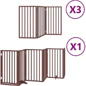 vidaXL 15-tlg. Hundetor mit Tür Faltbar Braun 750 cm Pappelholz