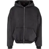 Urban Classics moderner Herren Hoodie große Kapuze Reißverschluss 360 g/m² mit Baumwolle Schwarz