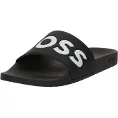 BOSS Eleganter Herrenpantoffel Schwarz: Bequeme Ciabatta mit Logodruck