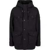 Brandit stylische Herren Jacke Reißverschluss Kapuze mit Baumwolle Schwarz
