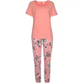 Vivance Pyjama mehrfarbig Gr. 32/34 für Damen. Rundhals und Allover-Druck. Bequem. Nachhaltig.