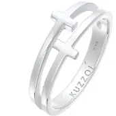 KUZZOI Ring Herren Kreuz Double 925 Silber Kuzzoi Silber