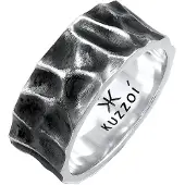 KUZZOI Ring Herren Bandring Geschmiedet Used Look 925 Silber Kuzzoi Grau