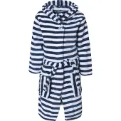 Playshoes Fleece-Bademantel Ringel maritim in Marine/weiß | Gr.: 146/152