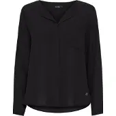 Oxmo Langarmbluse "Langarmbluse OXHally", Damen, Gr. 42, schwarz, Obermaterial: 65% Polyester Pol. recyc.. 35% Polyester PES., Blusen Langarmbluse