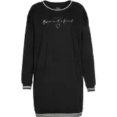 Vivance Nachthemd DREAMS, Damen, Gr. 32/34, N-Gr, schwarz, Single Jersey, Obermaterial: 100% Baumwolle, unifarben, Basic, bequem kurz, Rundhals, Rippbündchen, Kleider Nachthemd, mit Ripp-Abschlüssen