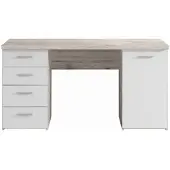 Forte Schreibtisch "Netta", weiß (sandeiche, weiß matt, sandeiche, sandheiche), B:145cm H:76,3cm T:60cm, Tische, Schreibtisch, Breite 145 cm, mit Schubladen