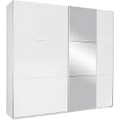 Die Möbelfundgrube Schwebetürenschrank weiß Spiegel 218 cm - rauch - KRONACH
