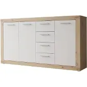 Die Möbelfundgrube Sideboard Artisan Eiche - weiß 153 cm 3-türig - BACCIO
