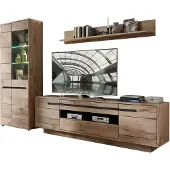 Die Möbelfundgrube Wohnwand Viking Oak graphit 299 cm - Beleuchtung - BELLANO