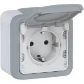 Legrand Plexo55 Steckdose (SL) 1-fach IP44 Feuchtraum Aufputz grau 069730