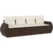 vidaXL 4-tlg. Garten-Sofagarnitur mit Kissen Braun Poly Rattan