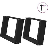 vidaXL Couchtischbeine U-Form 2 Stk. Schwarz 50x(30-31) cm Stahl