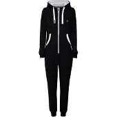 Oxmo OXBenna Damen Overall Jogginganzug Onesize mit Kapuze Kordel Kängurutasche Baumwollmischung Regular fit