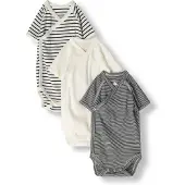 Petit Bateau Baby-Body 3 Bodies Naiss Mc Multi Gestreift (3er-Set)-Maat 60 - 3 maanden