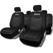 Sparco BK Sitzschonbezug Sitzbezüge Set Vorne und Hinten Universal PVC Polyester Schwarz