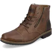 Rieker Winterstiefelette , Herren, Gr. 42, Schurwolle, braun (dunkelbraun), Lederimitat, Schuhe Winterstiefelette, Schnürboots, Winterboots in schmaler Form