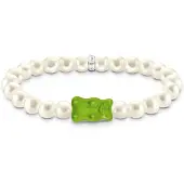 Thomas Sabo A2154-017-6-L15 Damen-Perlenarmband mit grünem Goldbären