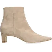 Manfield Beigefarbene Veloursleder-Stiefeletten mit Absatz | Größe 38