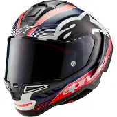 Alpinestars Supertech R10 Team Schwarz Carbon Rot Fluo Dark Blau Matt Integralhelm Größe 2XL