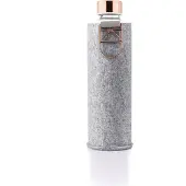 EQUA Trinkflasche "Mismatch", Borosilikatglas, mit Filzcover und Metallgriff