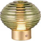 TRIO Wiederaufladbare Tischlampe Gold Earl grünes Glas