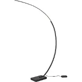 TRIO Puristische schmale LED Bogenlampe in Schwarz matt mit Dimmer & großer Ausladung