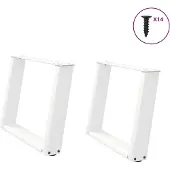 vidaXL Couchtischbeine U-Form 2 Stk. Weiß 60x(42-43) cm Stahl